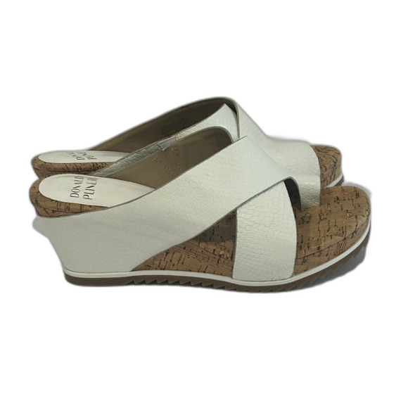 Donald Pliner Wedge Sandals Women’s Size 7.5 Color White Leather Cork Heel - Picture 2 of 11